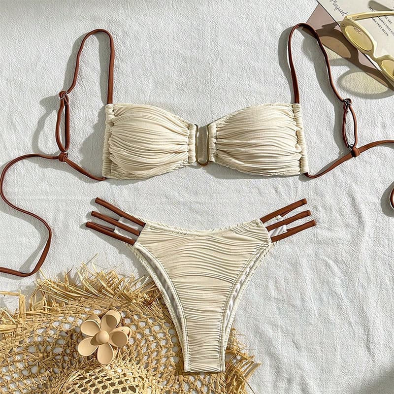 Women's Clothing Color Matching Sexy Lace Bikini Swimsuit Women's Three Point Beach