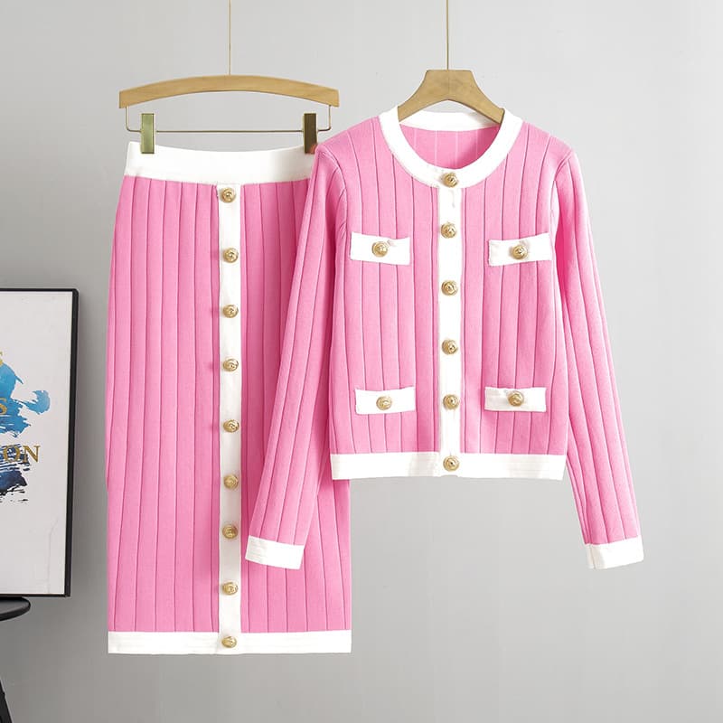 Women's Clothing Lady High End Autumn Suit Skirt Skirt Knitted Cardigan Two Piece Dress