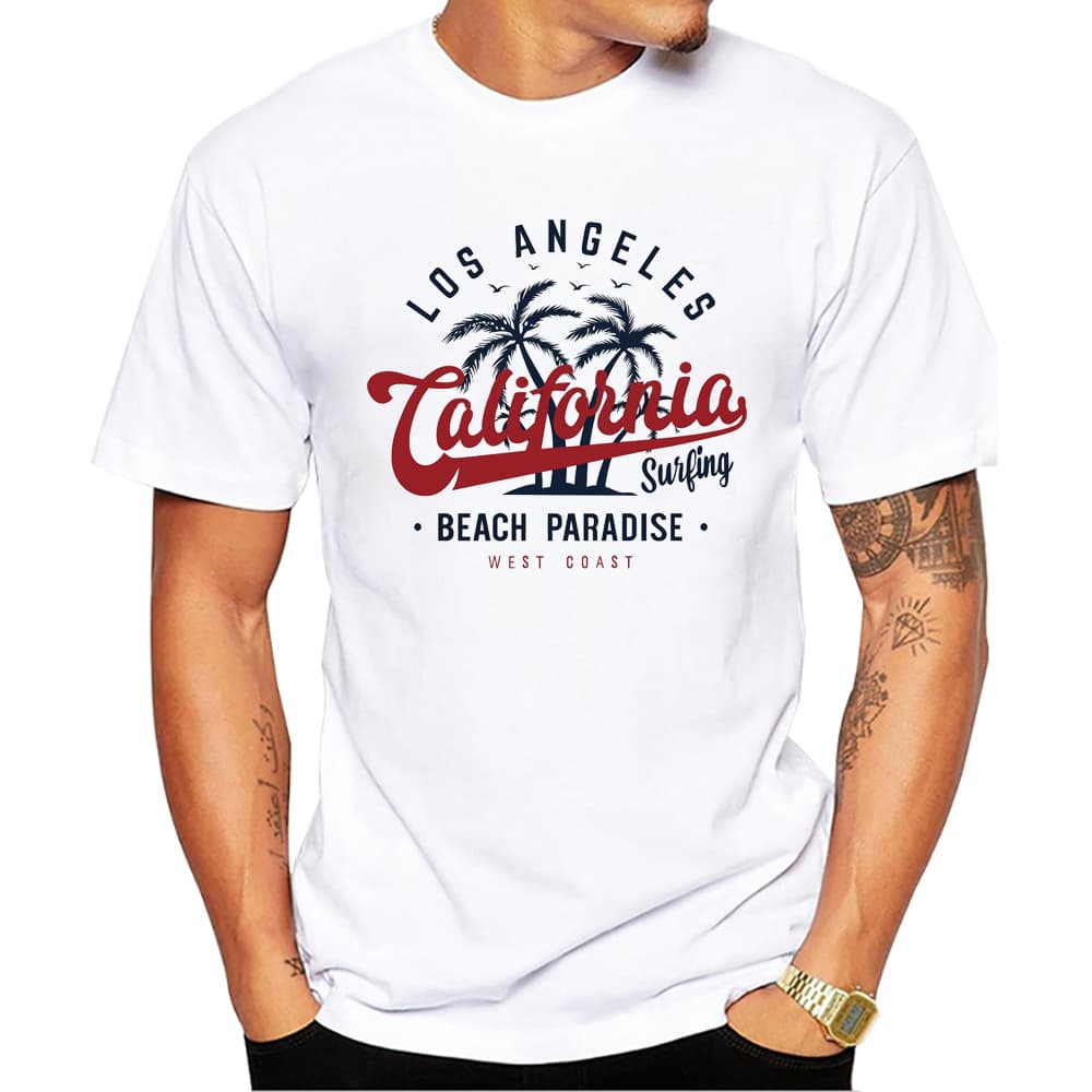 TEEHUB Summer California Beach Men T-Shirt Los Angeles Printed T Shirts Short Sleeve Tshirts Haruku Tee