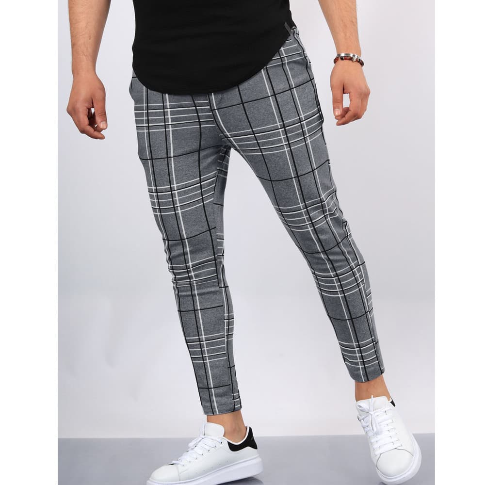 [StripeMotion] Men's Slim Fit Pants - Classic Black & White Stripes | Casual & Business Hybrid