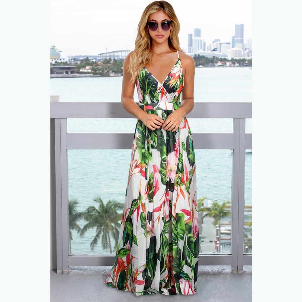 Spring/Summer New Dress Bohemian Floral Strap Long Dress