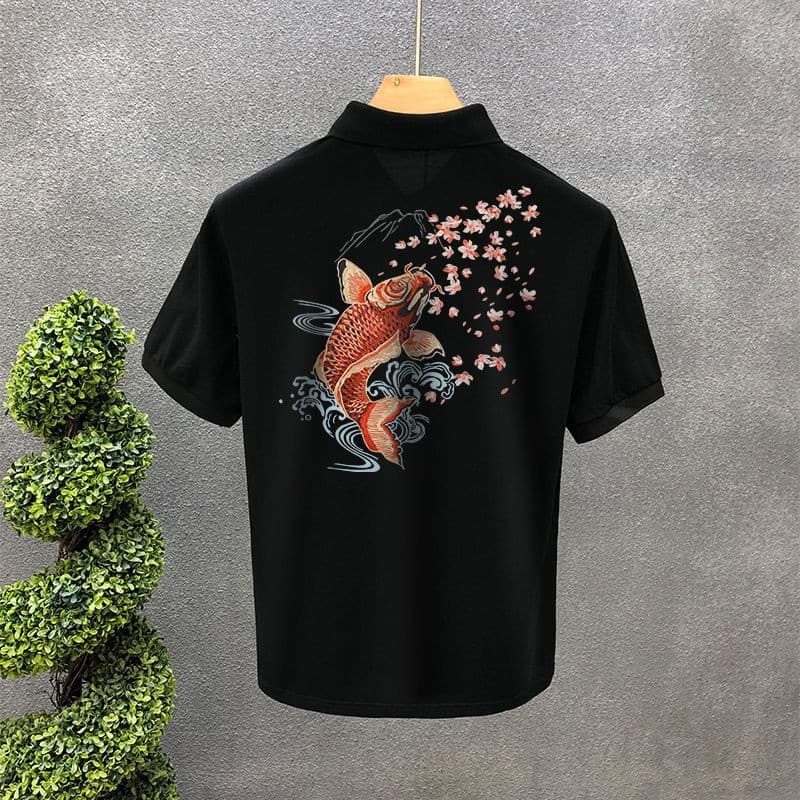 Men's Clothing Super cool print short sleeved polo shirt summer new style fashion versatile handsome youth handsome T shirt