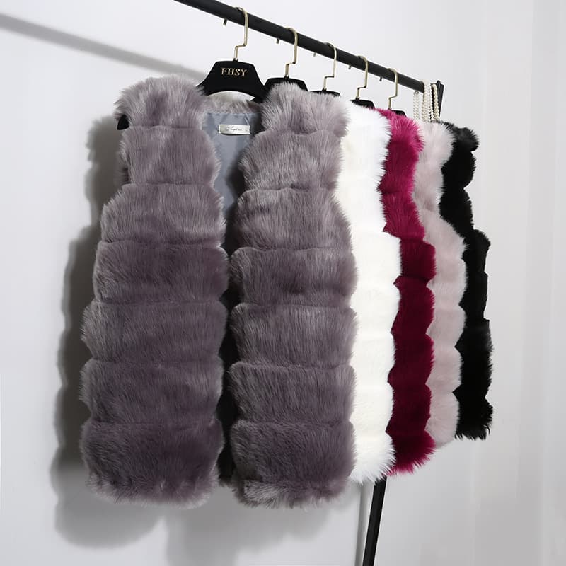 Women's coat Autumn and Winter special price imitation fur vest mid-length furry slim fit women's fox fur vest