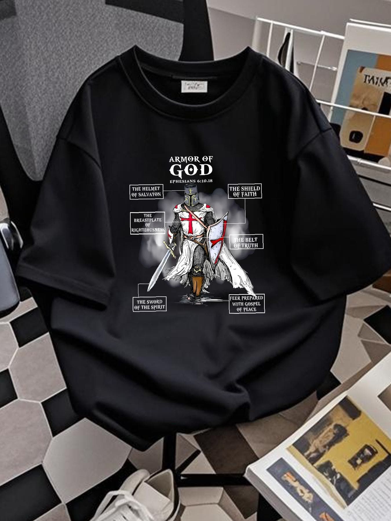 Armor Of God Knight Templar Christian T-Shirt S-5XL Unisex Tee Shirt Gift USA Fashion Soft Stretched Designer Clothes Casual Homme Summer Graphic