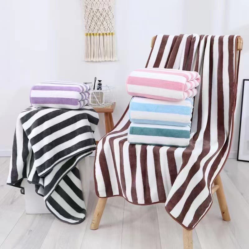 Wholesale K coral fleece bath towel wide strip bath towel thickened absorbent towel bath towel adult household beach towel factory supply