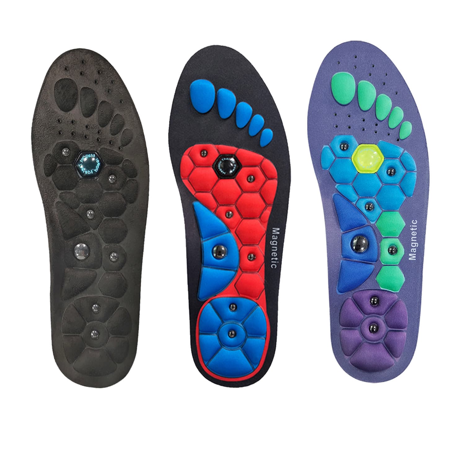 Magnetic massage insoles New foot acupoint magnetic therapy health care arch pads Sweat absorbing breathable meridian dredging insoles