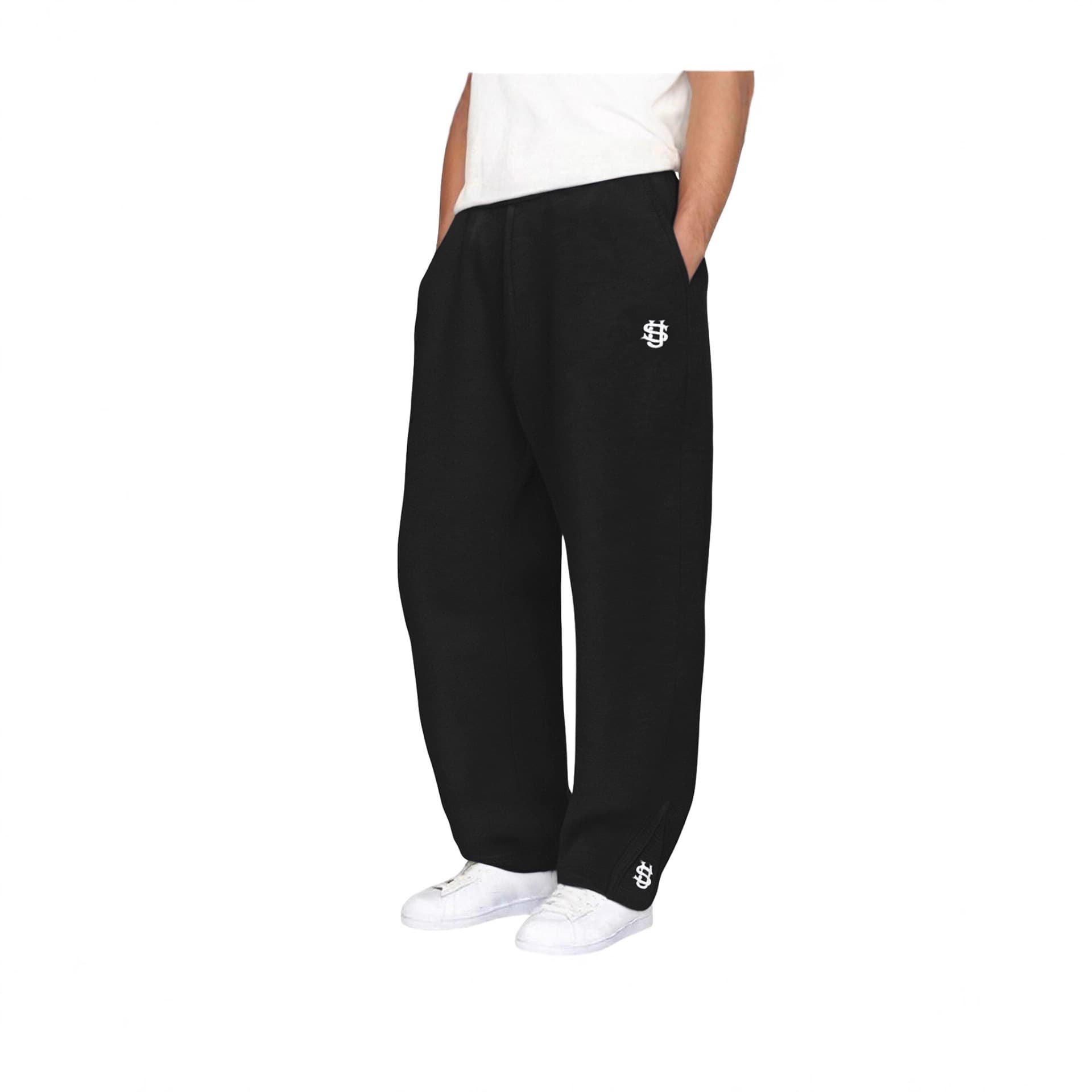 Embroidered Zip-Up Hoodie Pants - Streetwear Hip-Hop Joggers For Men & Women (Black, Light Gray, Pink, Navy)