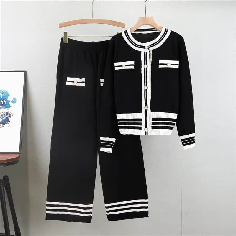 Women's Clothing autumn and winter celebrity women's sweater wide leg pants fashionable and casual two piece suit