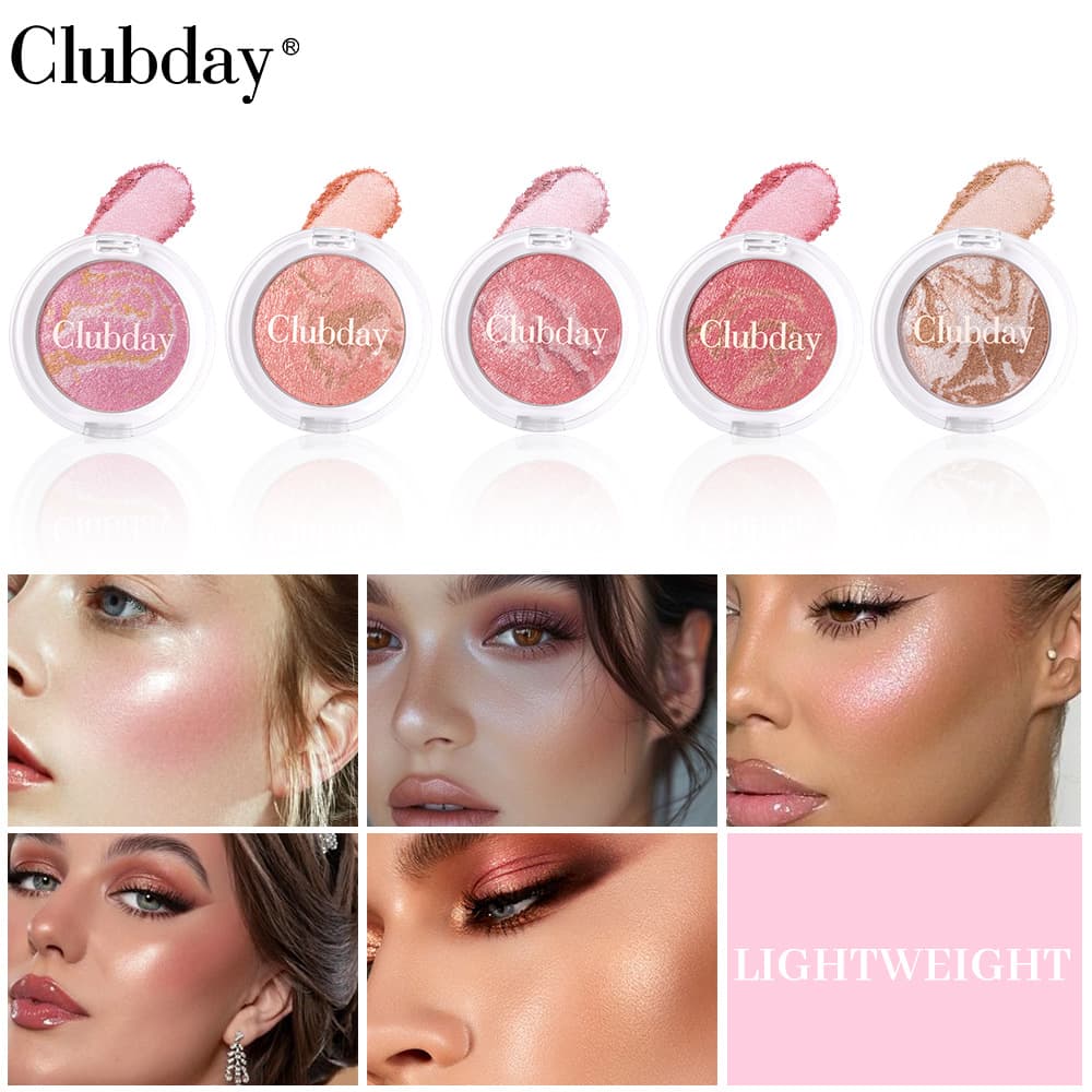Natural Fine Shimmer Nude Pearl Blush Pork Belly Marble Facial Highlight Brightening Makeup Palette