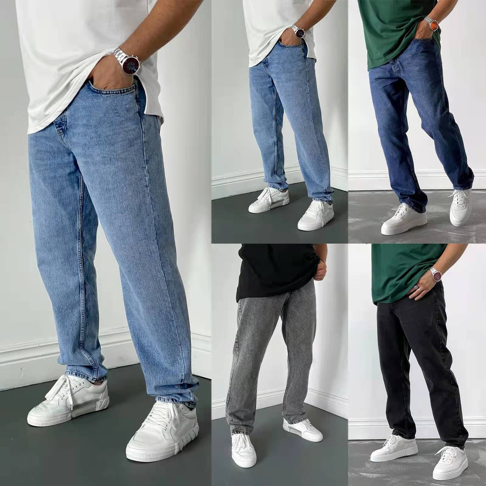 Men's Clothing Men's Jindian small straight jeans simple four-color new style