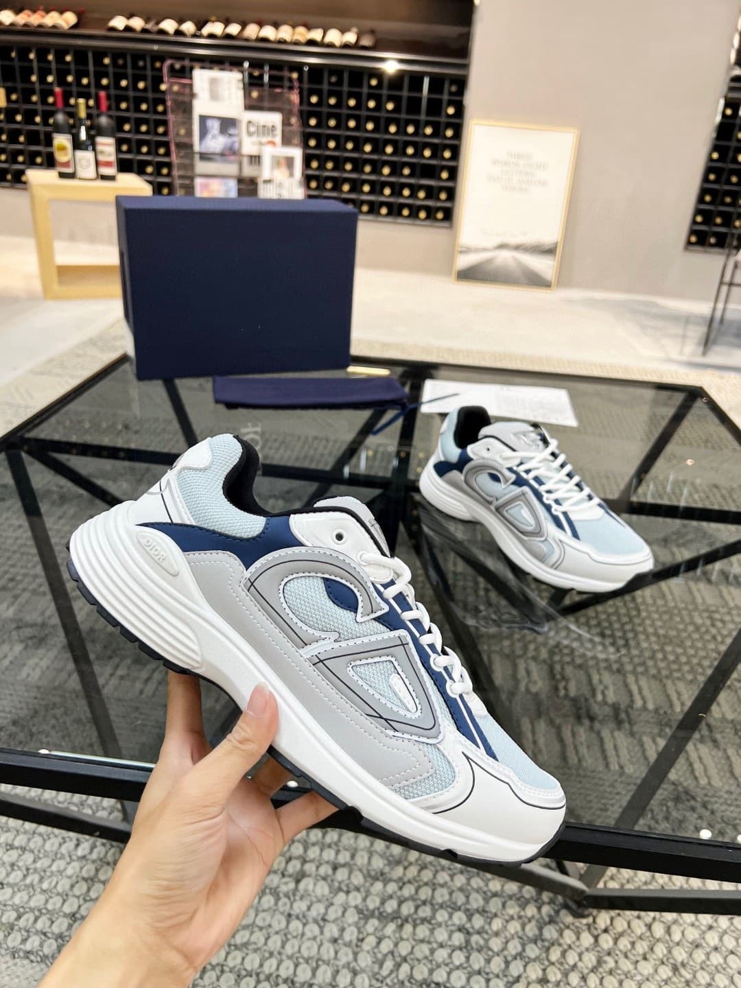 Chaussures de sport décontractées Guangzhou Goods CD Fashion B30, version haute, réfléchissantes, patchwork, pour papa, pour couple