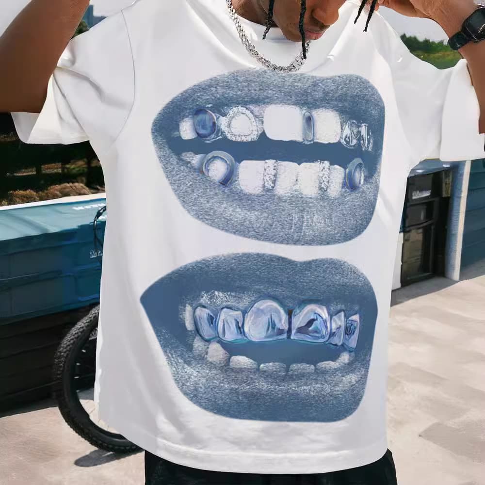 Men's Clothing Lip Print Unisex Loose Clothing Street Dark Clothing