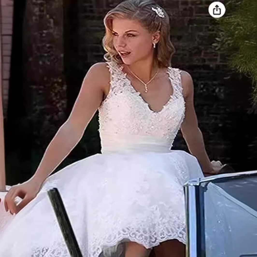 Women's Clothing Summer Medium Length Wedding Dress New Double Shoulder Short Fashion Puffy Skirt Wedding Dress