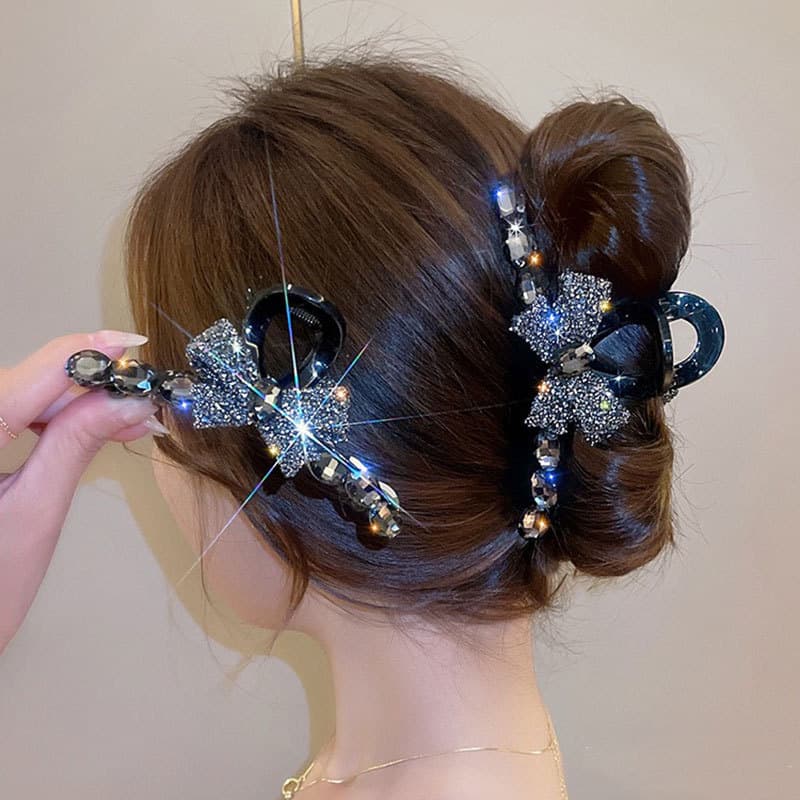 Full diamond bow large hair clip high-grade updo hairpin female back spoon 2023 New elegant clip headdress