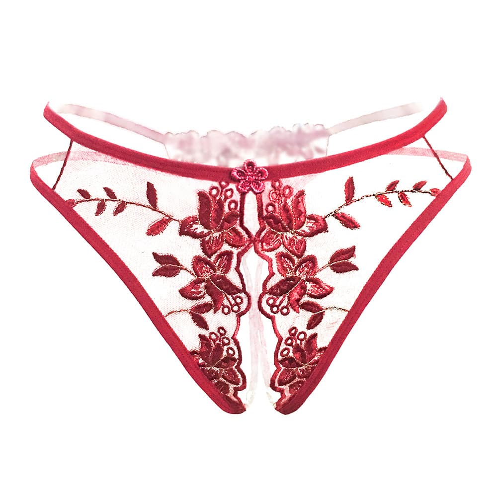 Women's sexy underwear panties female passion perspective transparent embroidery free to take off adult open crotch pants thong