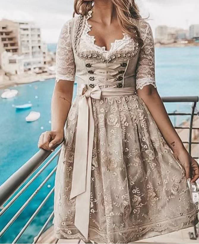 Women's Clothing German traditional beer festival costume Munich beer costume stage skirt jacquard lace performance costume