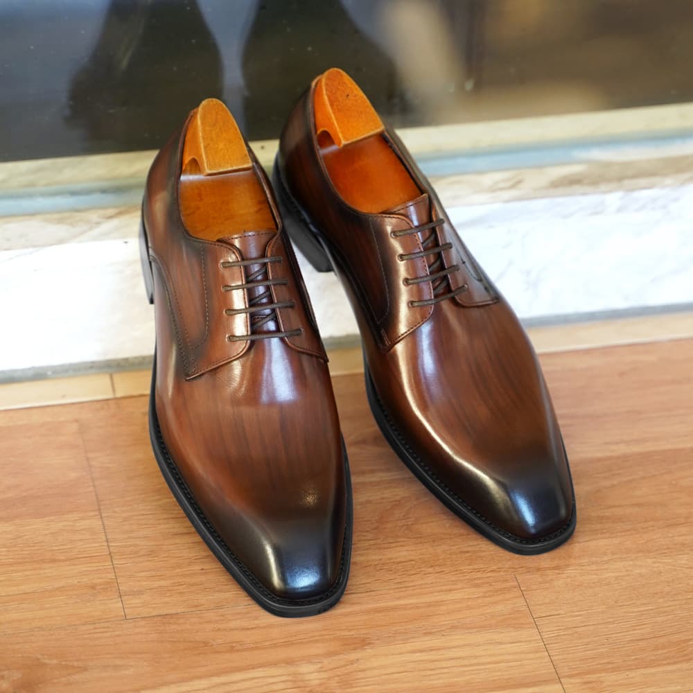Wood Grain Fashion Do Old Square Toe Leather Shoes For Men Leather Shoes