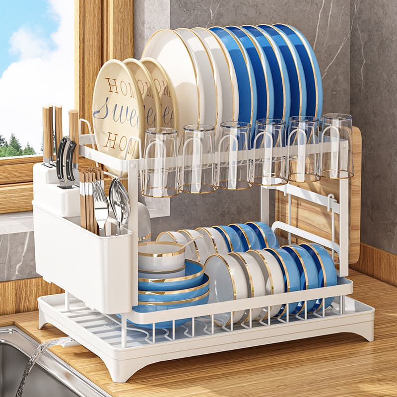 Installation-free Kitchen Dish Rack Double-layer Dish Rack Bowl and Dish Storage Rack Household Bowl and Chopsticks Storage Rack