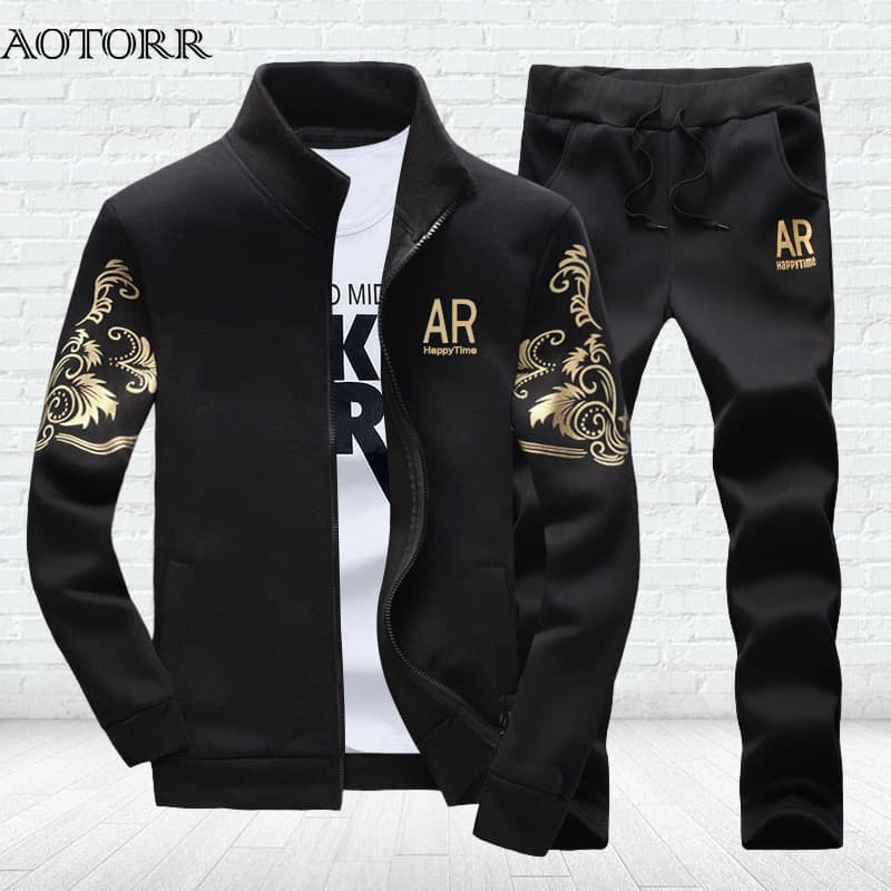 Fashion Tracksuit Autumn Winter Men's Sportswear Two Piece Set Men Jacket Sweatpants Brand Clothing Male Sweatsuit