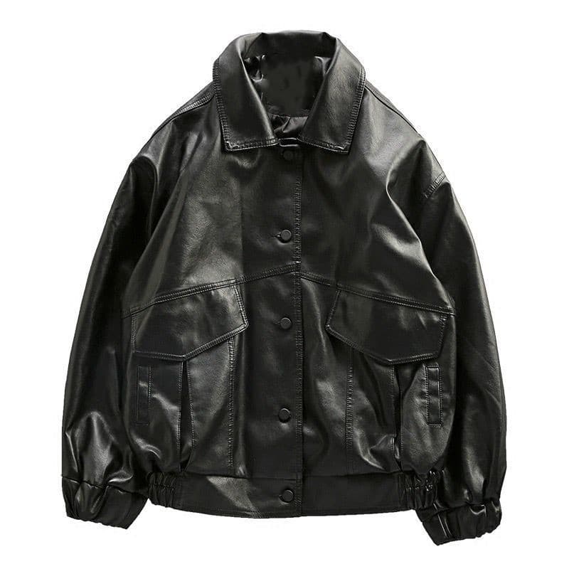 Men's Trend Handsome Loose PU Leather Men's Biker Pilot Leather Jacket Spring And Autumn Coat