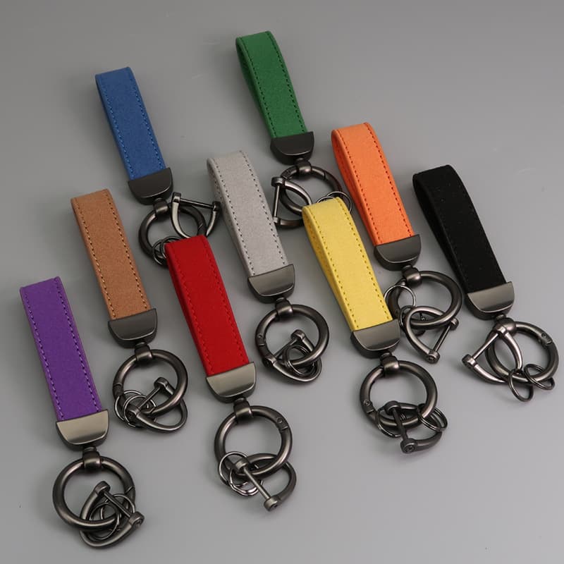 Microfiber Flip Fur Keychain Leather Car Key Chain