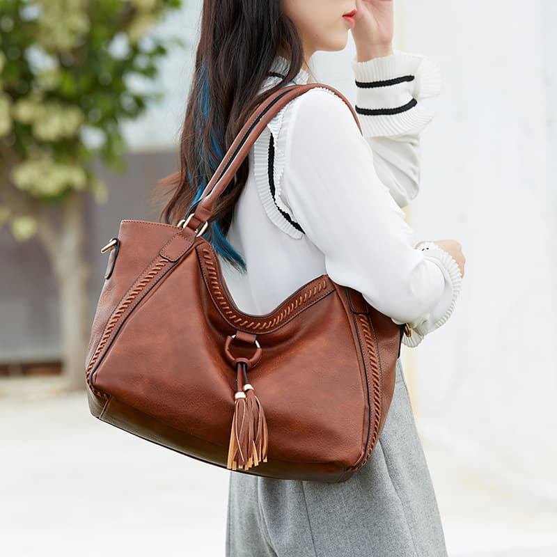 Vintage Tassel Shoulder Bag Bucket Bag