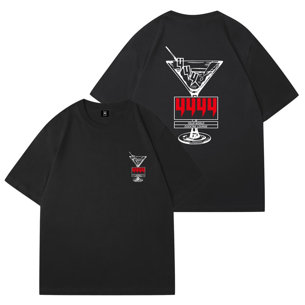 Men's Fashion Brand Yelir World Short Sleeved T-shirt Round Neck Loose Pure Cotton Sweat Absorbing Men's Summer