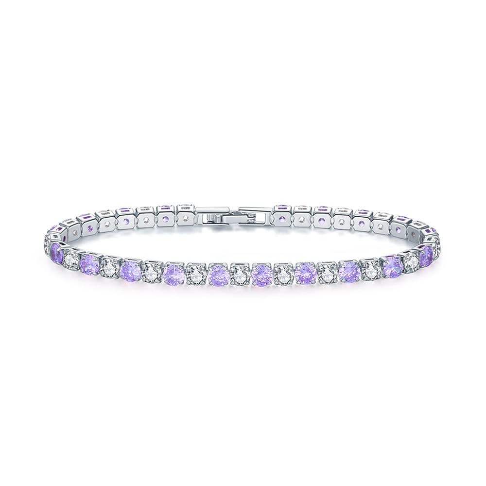 Bracelet en zircon à une rangée de diamants ronds de 4 mm, style tennis, bijou hip-hop à bordure croisée.
