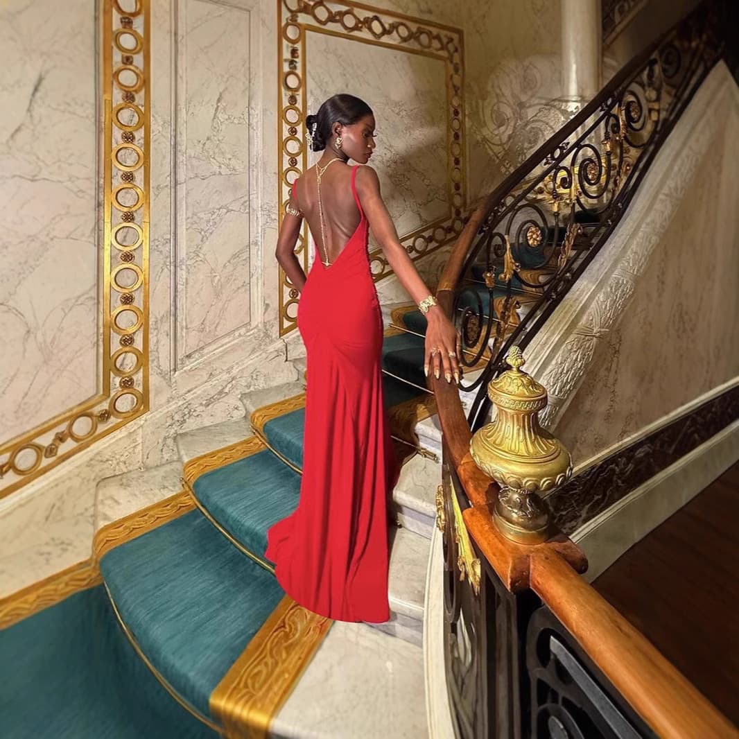 Women's Sexy One Shoulder Backless Long Dress - Slim Fit Elegant Evening Gown (European & American Style)