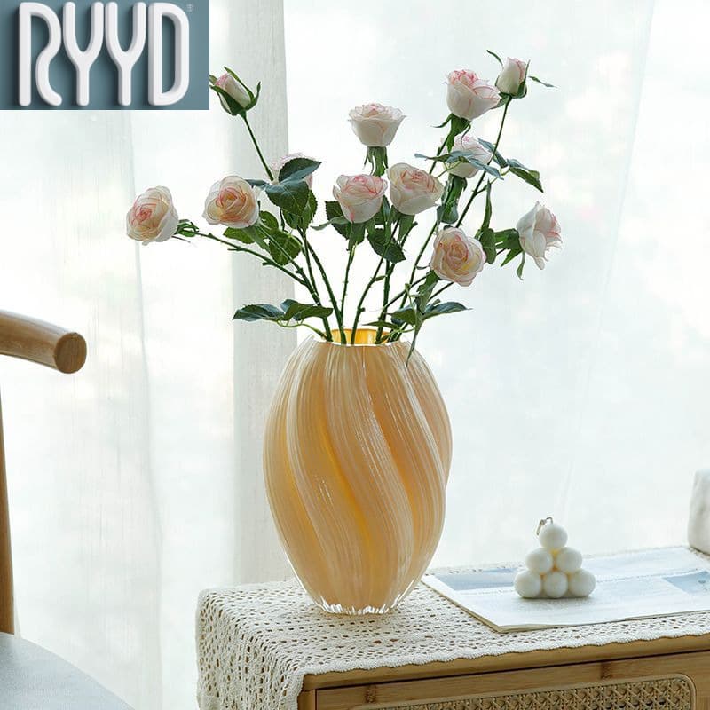 Luminous Art Malt Sugar Vase - Glass Flower Arranger For Fresh/Dried Blooms & Living Room Decor