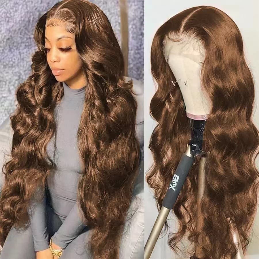 African Lady Front Lace Wig Set Long Curly Big Wave Brown Hair Wigs Synthetic Headgear For Women
