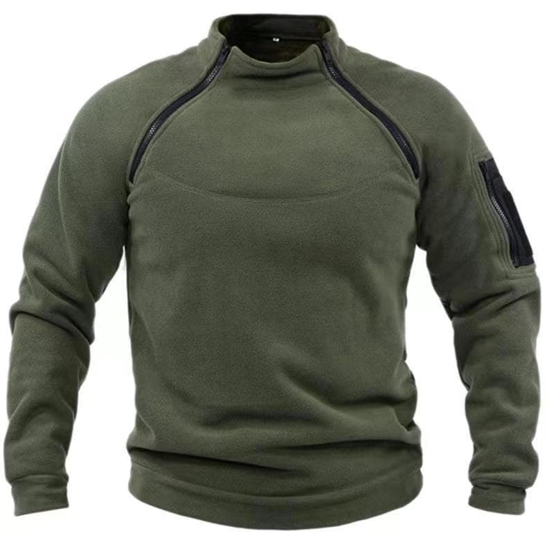 Men's Clothing Stand Collar Men's Sweater Loose Solid Color Outdoor Thickened Warm Breathable Tactical Men's Top Spot