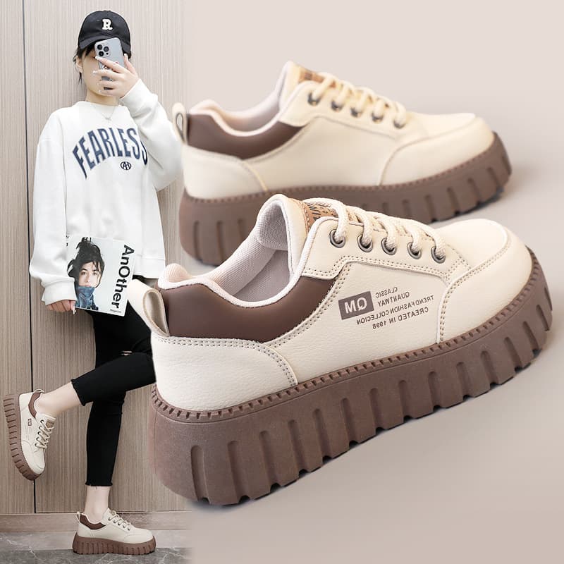 XQ229-1 New 2025 Spring And Summer Height Increasing Board With Sponge Sole, Wear-resistant Street Photography Trend,