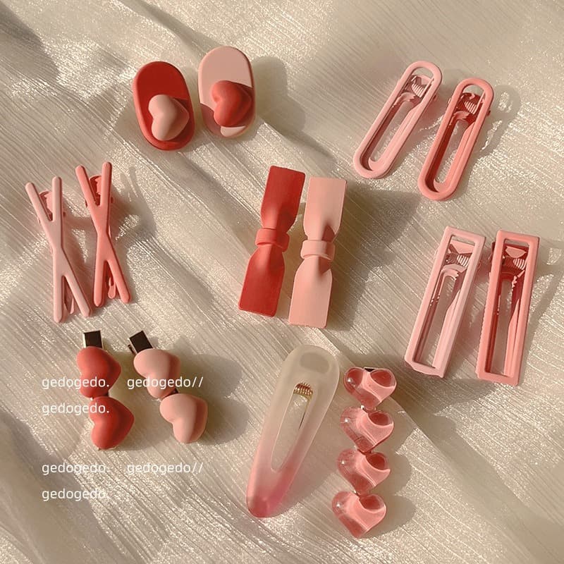 Unisex Cute pink side hairpin Bow bb clip girly heart one-line bangs clip forehead tiara hair clip