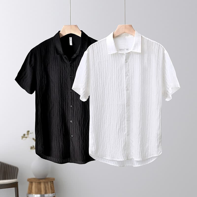 Men's Clothing Sun Protection Outer Wear Solid Color Shirt Casual Loose Cotton Breathable Shirt
