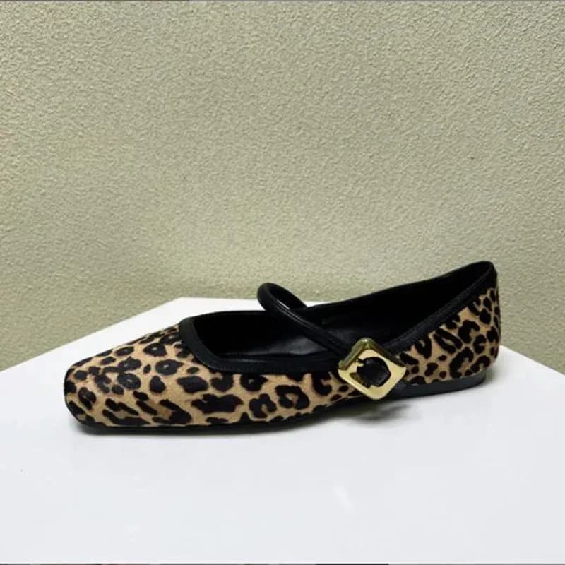 Fashion Womens Flat Round Toe Leopard Print Casual Ladies Breathable Slip-on Outdoor Soft Mary Jane Shoes 241126