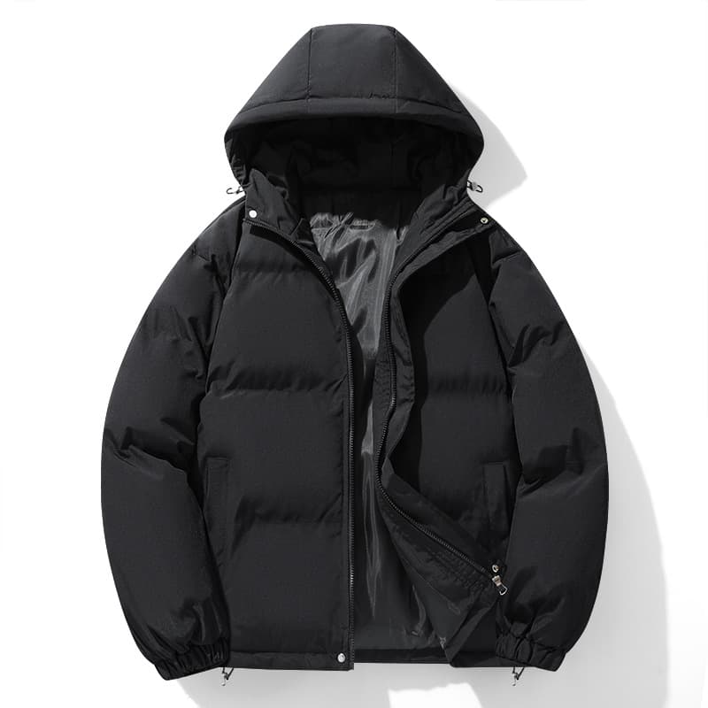 Men's Oversized Puffer Jacket – Hong Kong Style Hooded Winter Coat (Black/White/Grey, S-3XL)