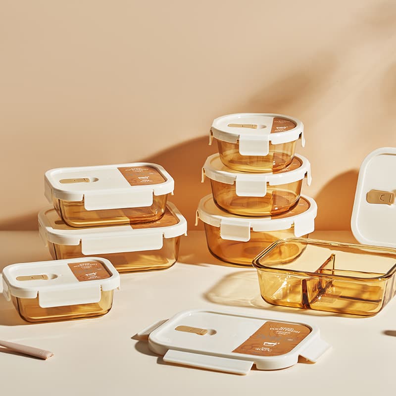 Temperature Resistant High Borosilicate Lunch Box Oven Microwave Glass Container Freezer Food Storage Bowl Tableware