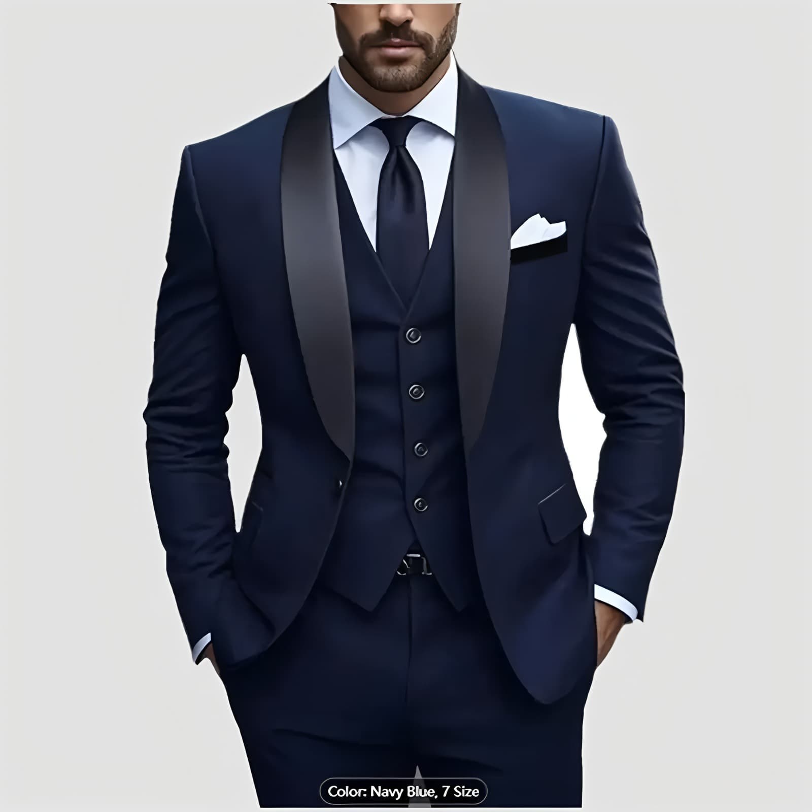 ​​Men's Business Casual 3-Piece Suit Set – Slim Fit Wedding Groom & Office Blazer With Vest & Trousers, Modern Stretch Fabric For All-Day Comfort​​
