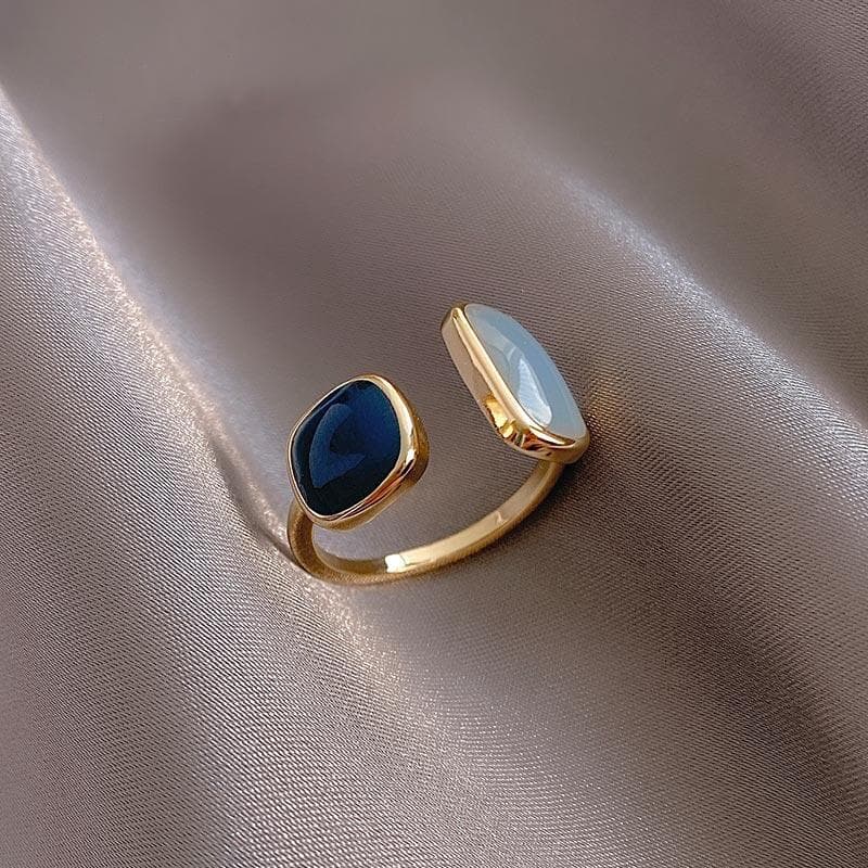 Designer Style Elegant Blue Open Ring Simple Plain Ring Women's Versatile Fashion Ring Cool Style Handpiece