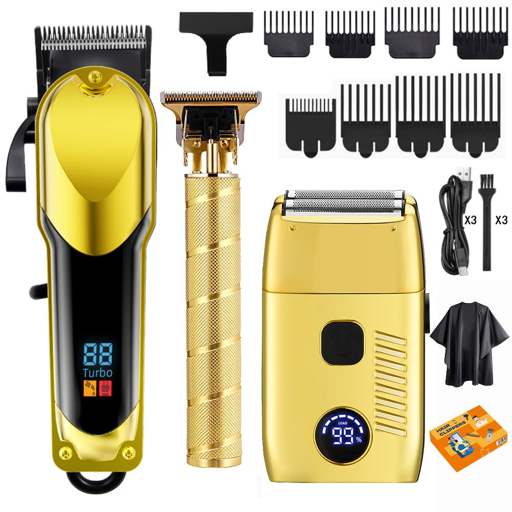 Professional Electric Hair Clipper Set With Stainless Steel Blades High Definition Digital Display 3-in-1 Design For Salons Mother And Daughter Units