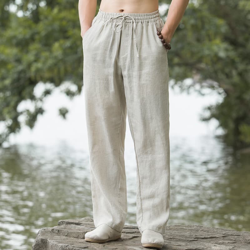 Men's Beach Pants Joggers Streetwear Cotton Linen Sweatpants Casual Pants Hawaiian Vacation Loose Summer Long Pants