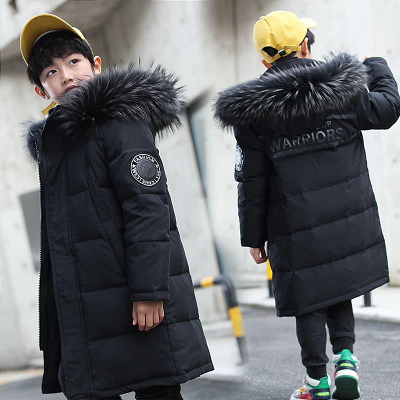 Mother & Kids Boys' Premium Down Jacket - Warm & Stylish Winter Coat For Big Kids, Thickened Insulated Puffer Jacket For Cold Weather