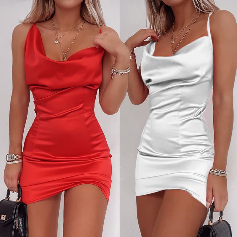 Women's Clothing Sexy Solid Color Hip Wrap Sexy Strap Dress