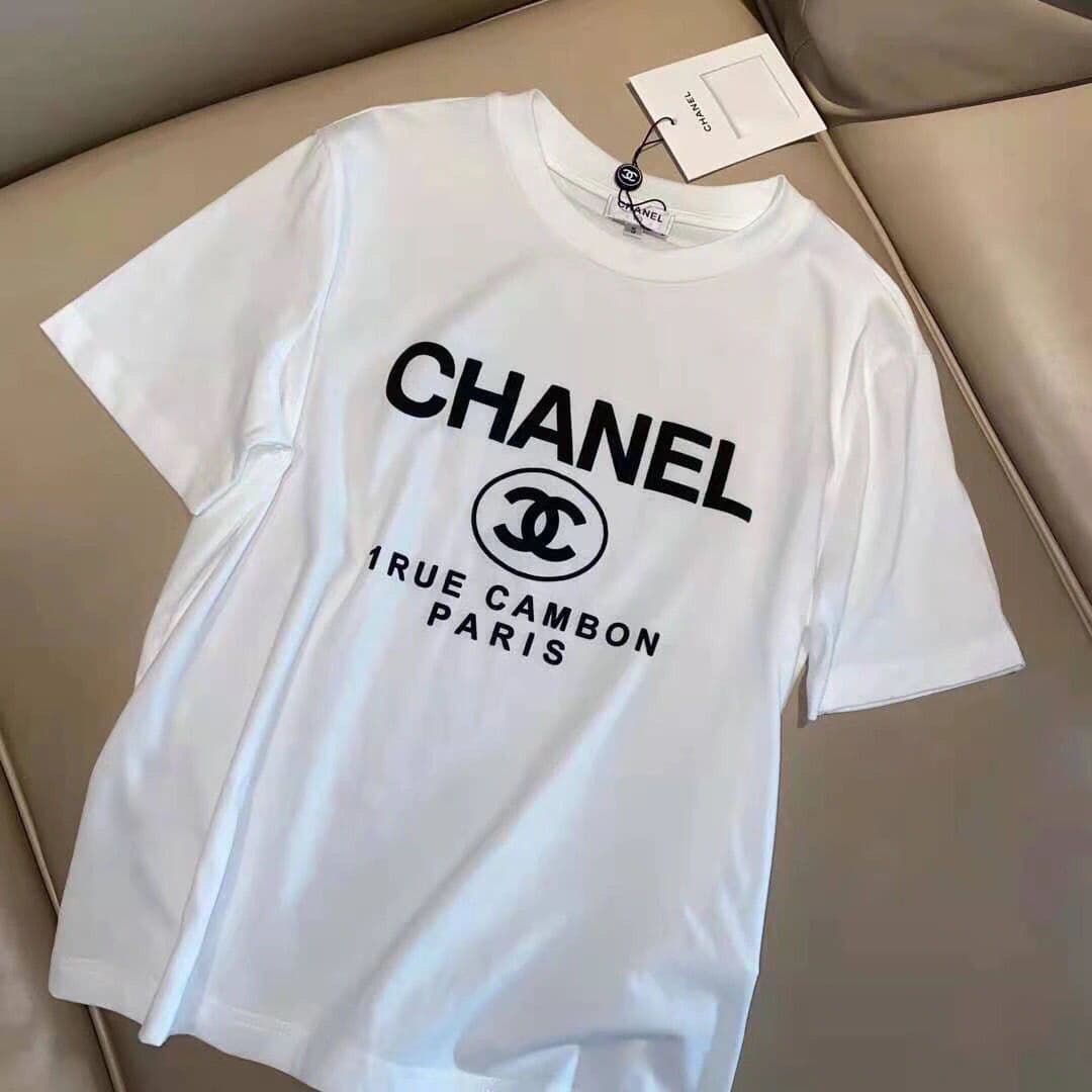 Printemps Été Nouveau Xiaoxiangjia Double C-Letter Pur Coton T-shirt Pour Hommes Et Femmes Marque De Mode Lâche Décontracté