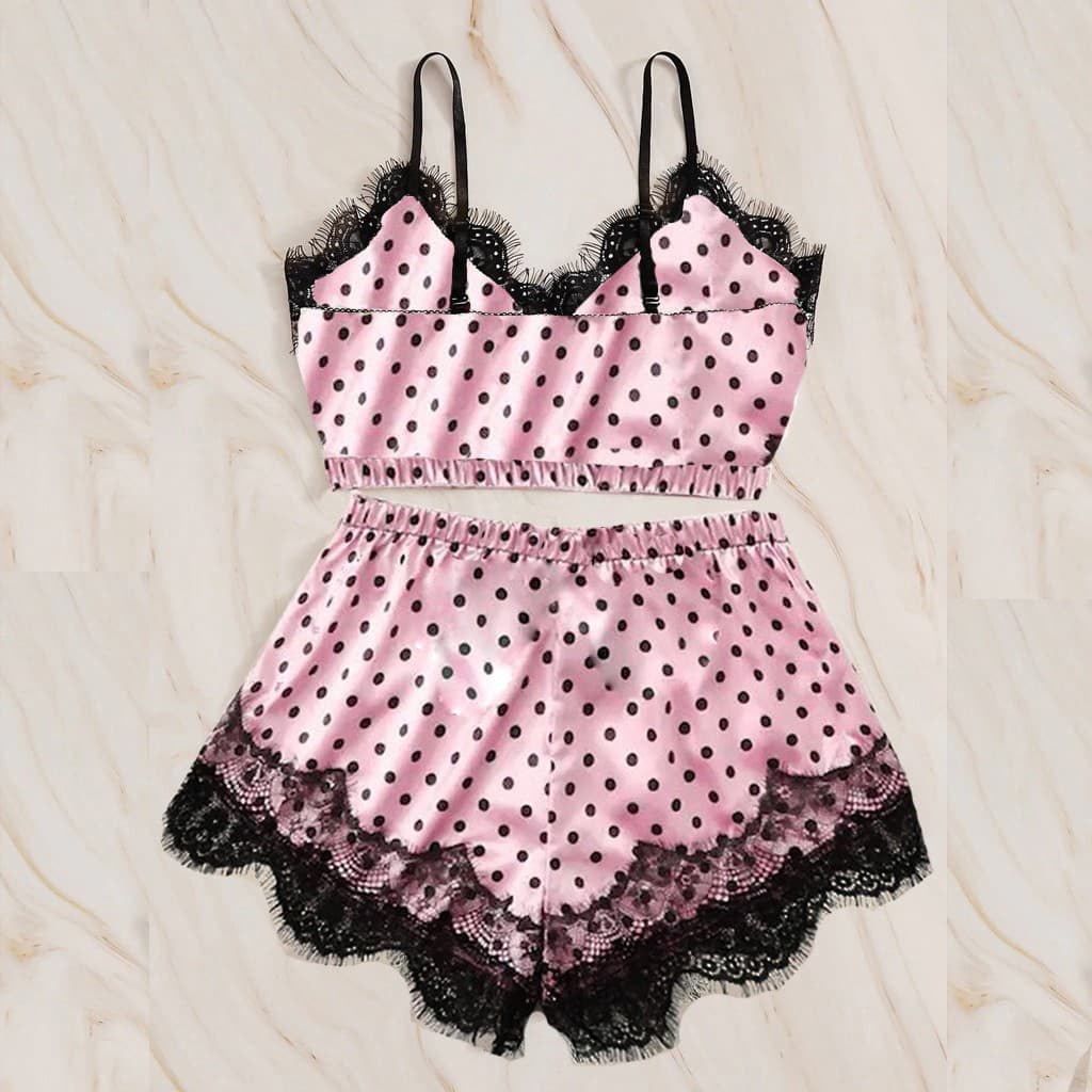 Summer Ice Silk Pajamas Women's Lace Sexy Suspender Suit Pajamas Silk Home Clothes