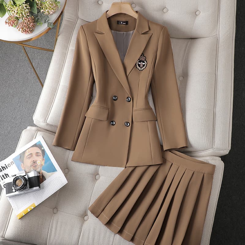 Women's Clothing Green Suit Pleated Skirt Suit Women's Autumn New Autumn Coat Women's Temperament High End Jk Small Suit