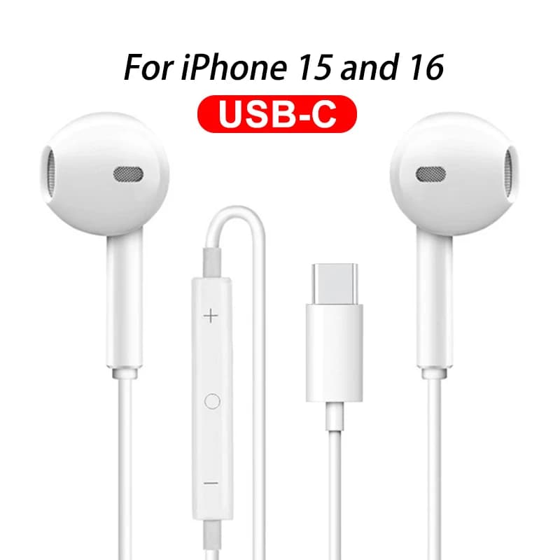 Écouteurs d'origine pour Apple iPhone 16, 15 Pro Max, 14, 13, 12, 11, X, XR, 7, 8 (USB-C, Lightning, 3,5 mm) - Accessoires pour iPhone