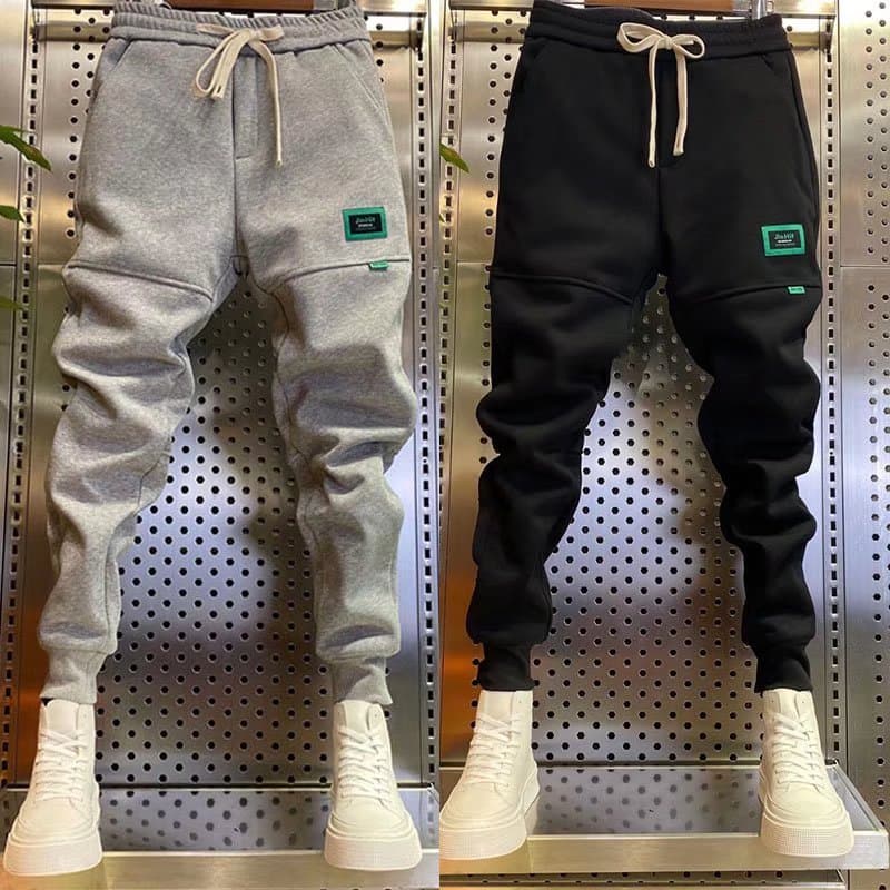 Men's Clothing Internet Celebrity's Same Style Casual Sports Pants Plus Velvet Winter Men's Slim Fitting Pants Trendy And Versatile Trousers