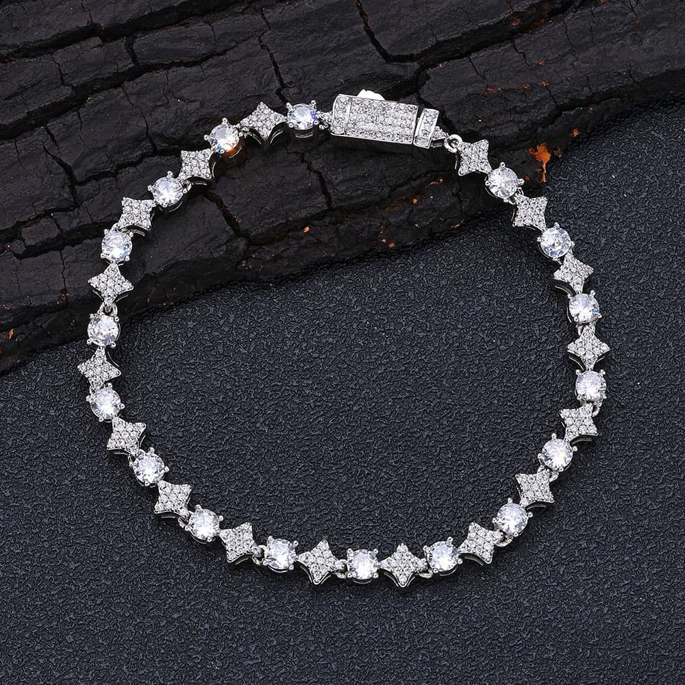 Hip Hop New 6mm Star Zircon Tennis Chain High-end Men's Bracelet Simple Jewelry